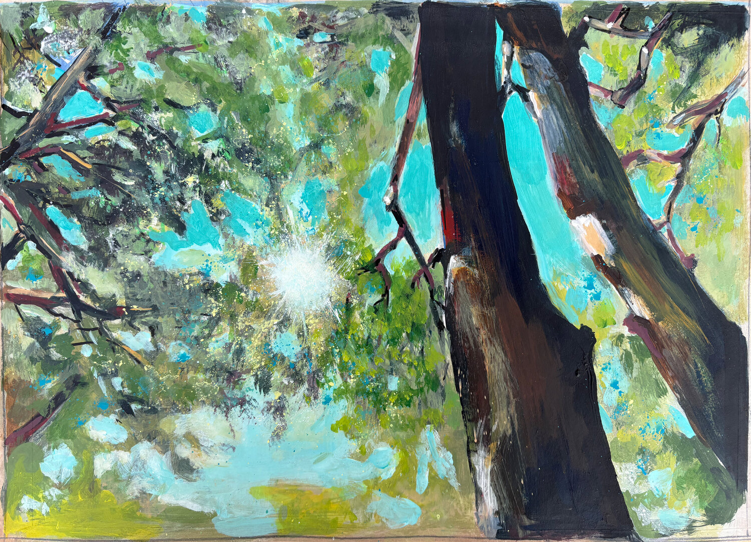 Die Größe der Natur im Wald "Guck in den Himmel" – landscape Michael Rehr-Hoffmann Original painting for sale