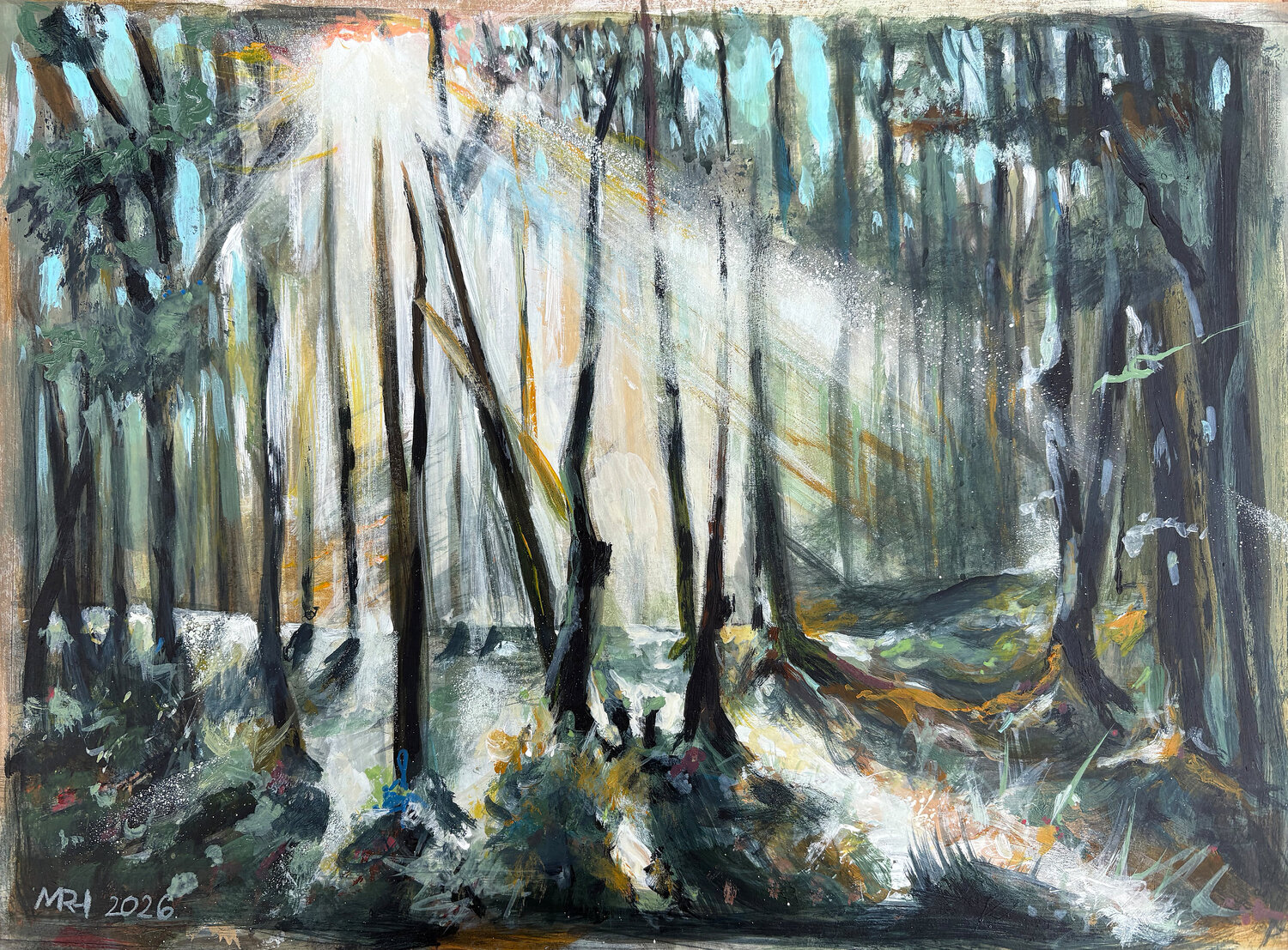 Lichtspiele im Wald der Landwehr Michael Rehr-Hoffmann Original painting for sale