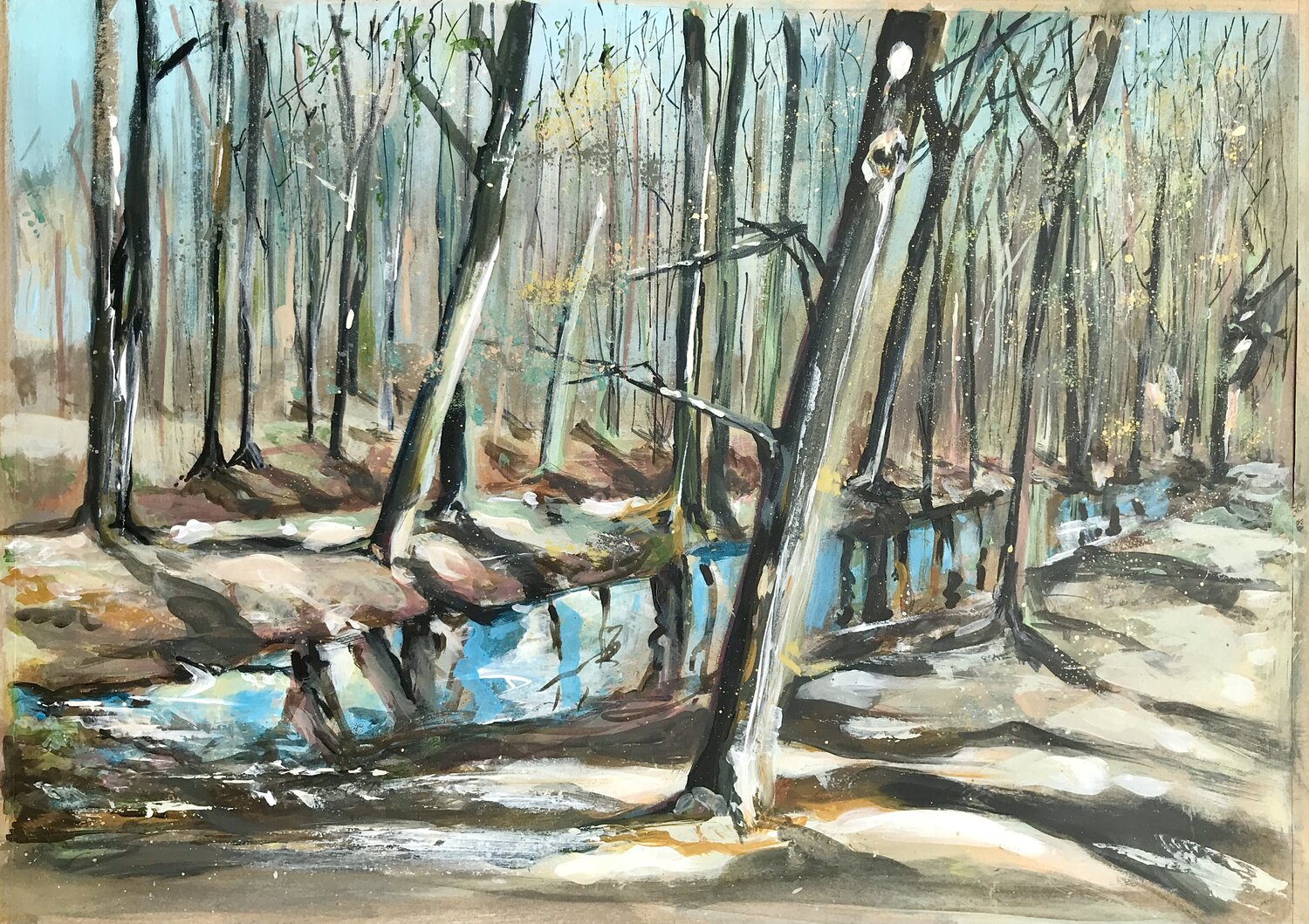 Landschaftsmalerei  "Leise am Bach der Landwehr" Michael Rehr-Hoffmann Original painting for sale