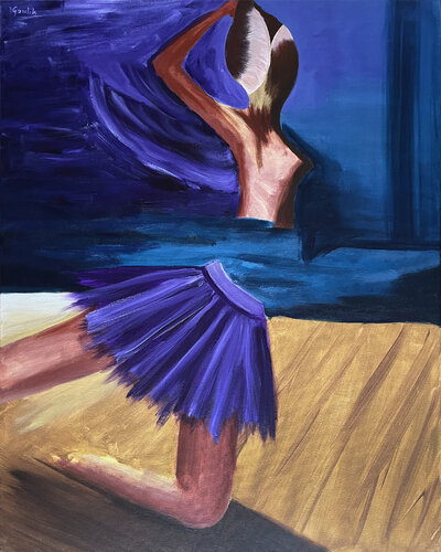 ballerina with blue sash by Wojtek Gawlik, Painting for Sale on Select