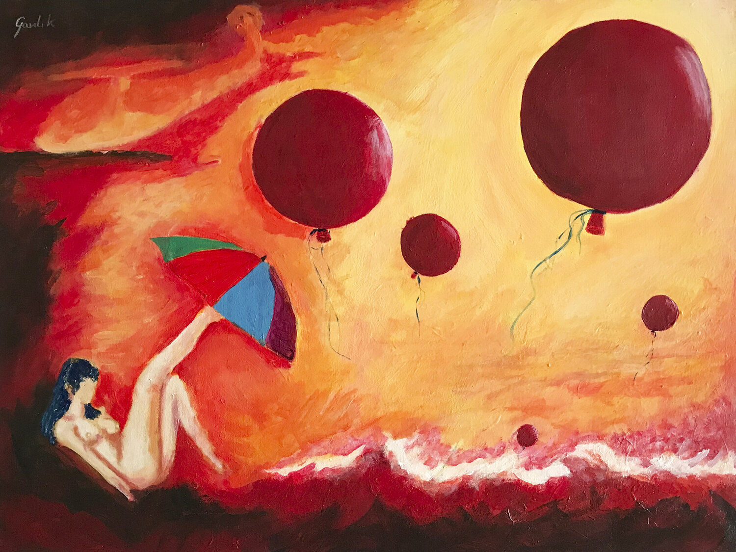 Lecą balony (Baloons are flying) Wojtek Gawlik Original painting for sale