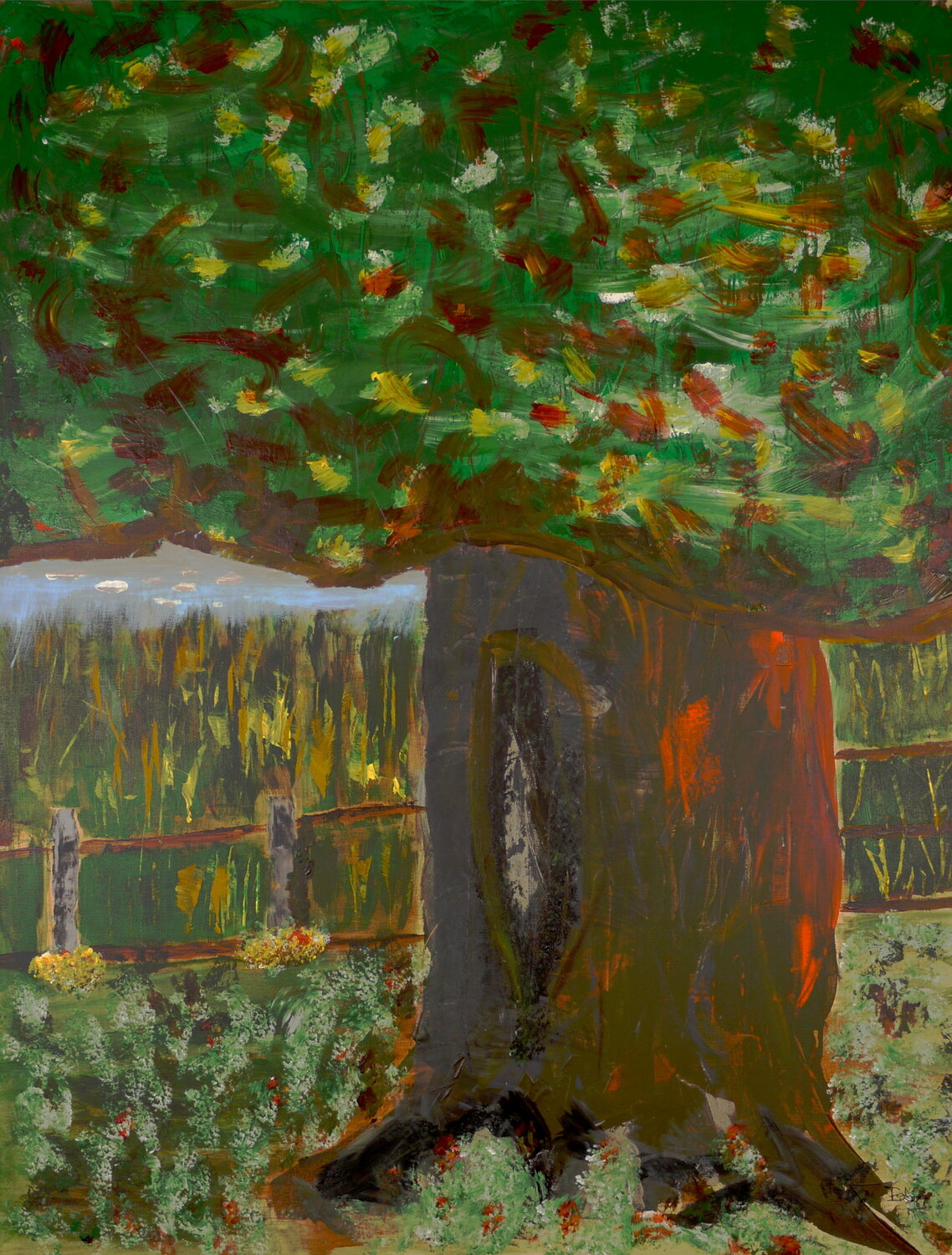 Ein Baum und elf Wolken? (KK 0050) Esberg Original painting for sale