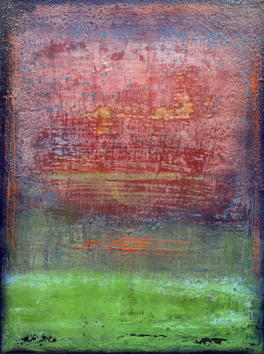 The tide in red reflections Viki Smoliar Original painting for sale