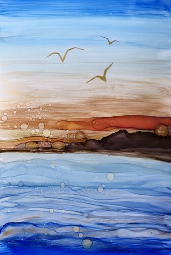 Sunset in Nice by Elena Gozunova, Drawing for Sale on Select