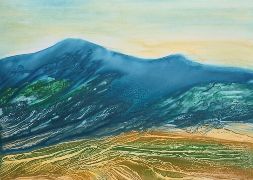 Abstract landscape - BLUE MOUNTAINS ? by Elena Gozunova, Drawing for Sale on Select