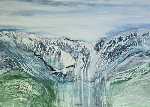 Collapse into Landscape - Fjords by Elena Gozunova, Drawing for Sale on Select