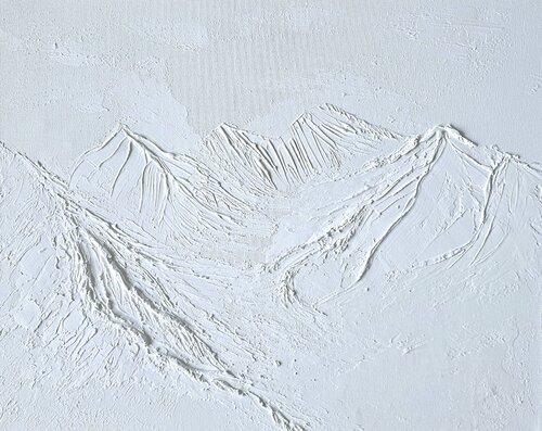 White mountains | Textured painting by Elena Gozunova, Painting for Sale on Select