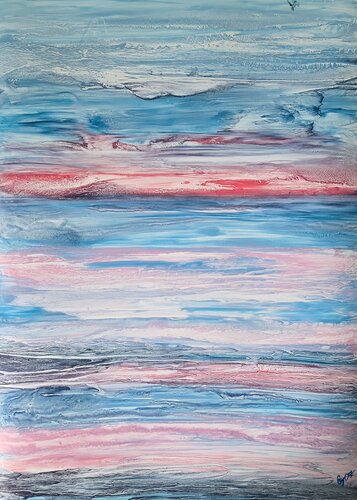 Abstract seascape | Sunset over sea #2 by Elena Gozunova, Painting for Sale on Select