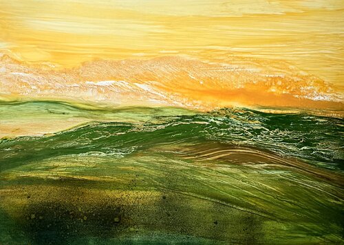 Abstract landscape | Fields of Radiance by Elena Gozunova, Drawing for Sale on Select