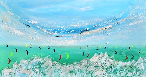 Sunny seacoast ( Yachting ) von Elena Gozunova, Malerei kaufen auf Select