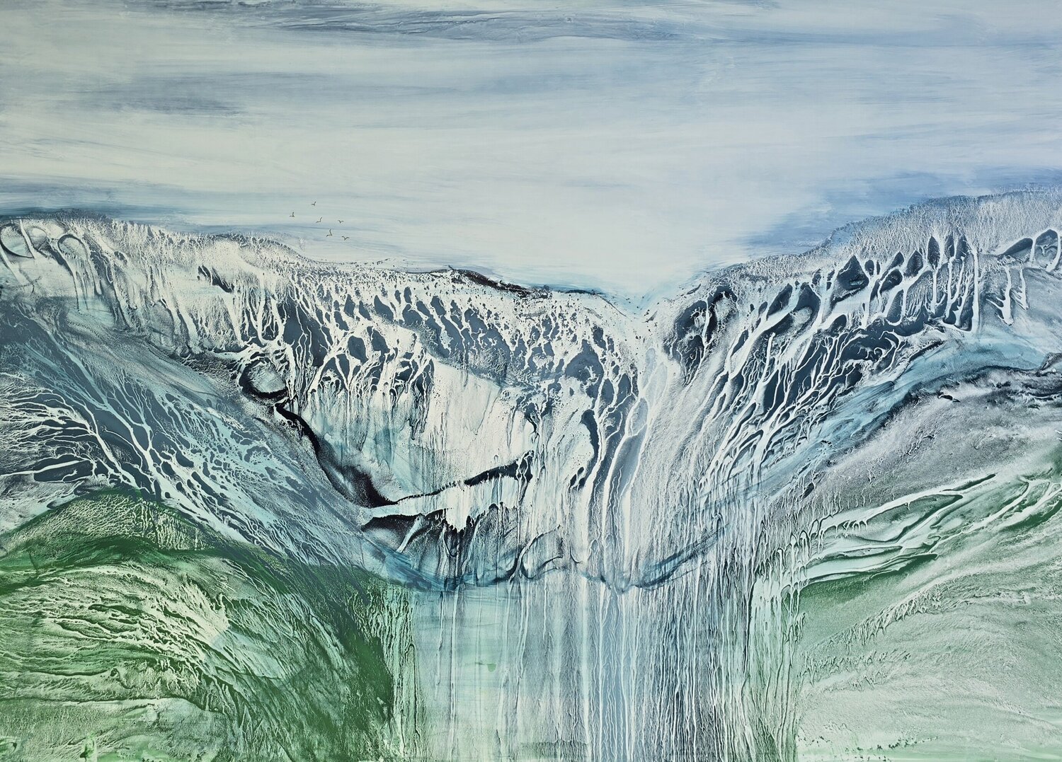Collapse into Landscape - Fjords Elena Gozunova Drawing for sale