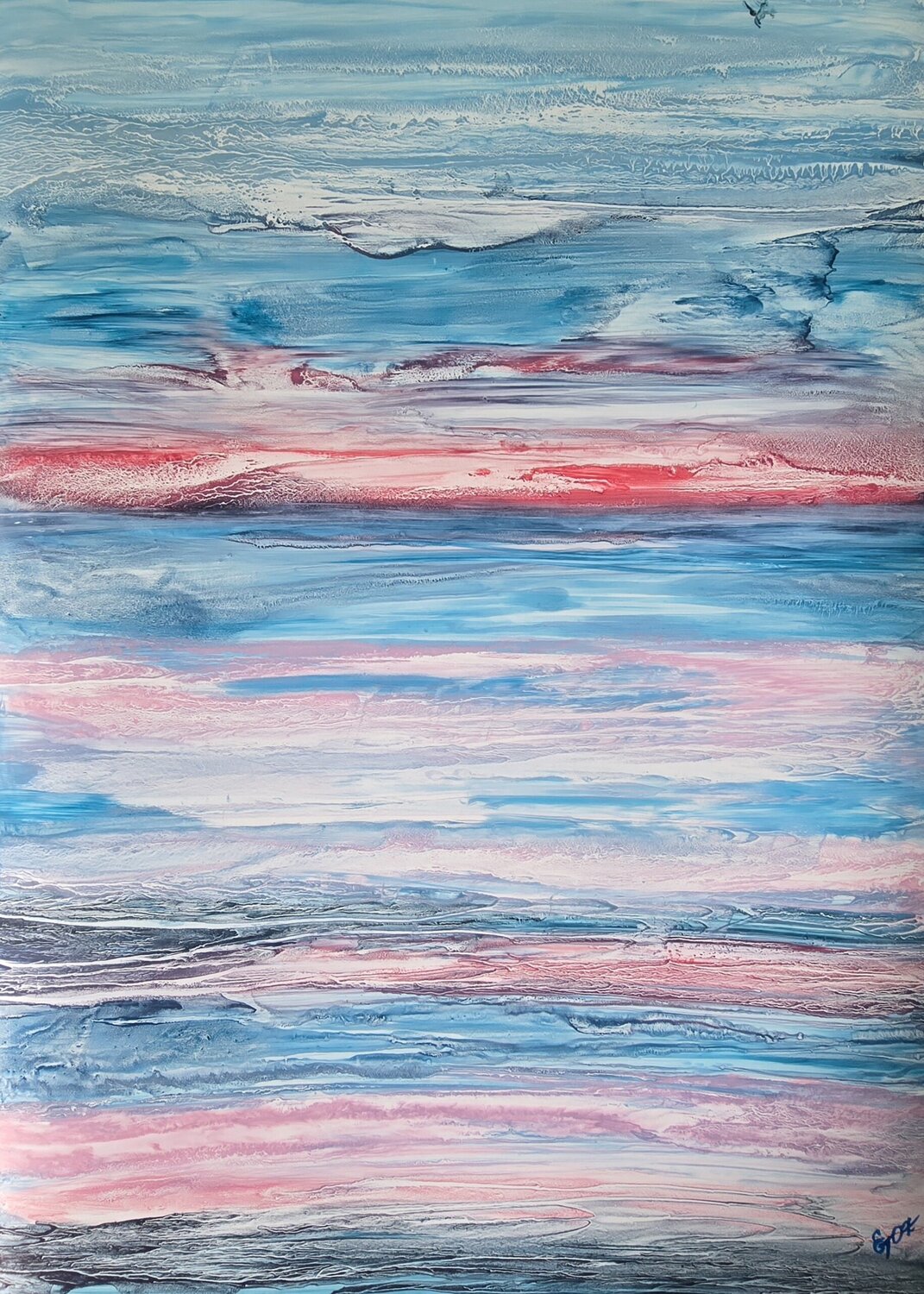 Abstract seascape | Sunset over sea #2 Elena Gozunova Original painting for sale