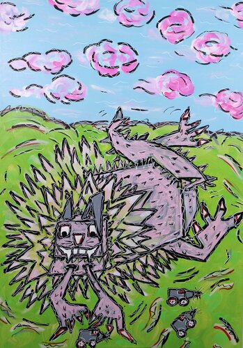 "AI cat chases AI mice" by Thomas Kelm, Painting for Sale on Select