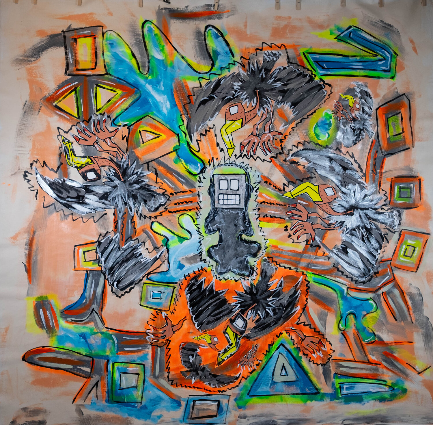 "the vultures circle above my consciousness" Thomas Kelm Original painting for sale