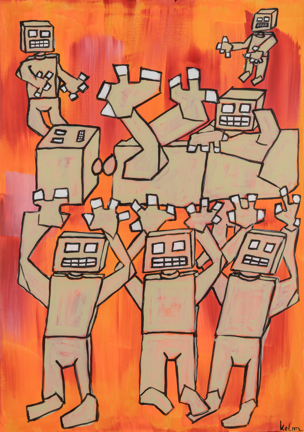AI practices touch Thomas Kelm Original painting for sale