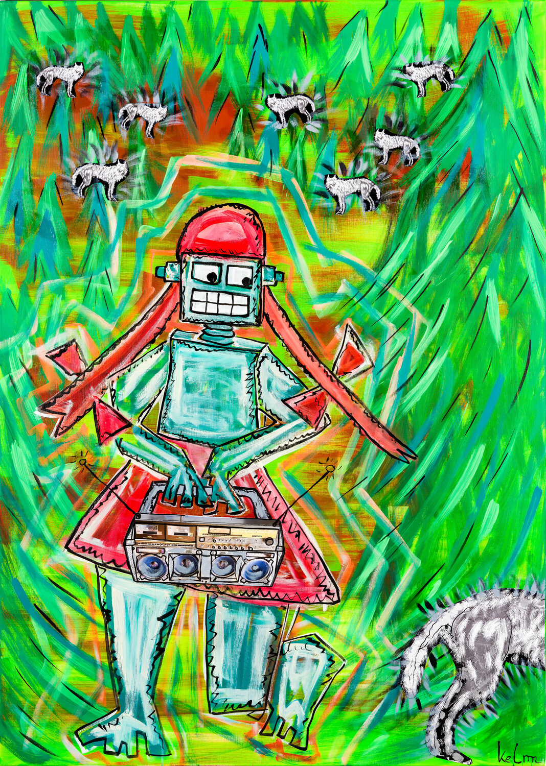 "Little Red Riding Hood and the Big Bad Wolf" Thomas Kelm Original painting for sale