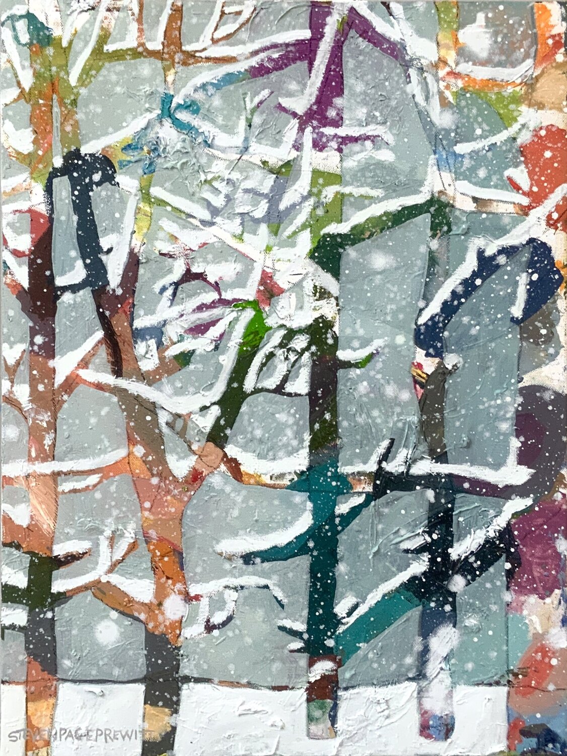 Nature Chronicles Watching The Softest Snowfall Steven Page Prewitt Original painting for sale