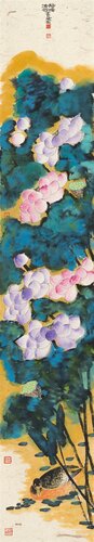 Graceful Lotus Pond in Serene Elegance by Nova Shah, Painting for Sale on Select