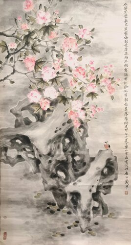 Blossoming Hibiscus by Nova Shah, Painting for Sale on Select