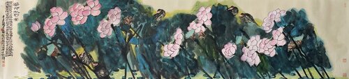 Green Lotus in Autumn Charm by Nova Shah, Painting for Sale on Select
