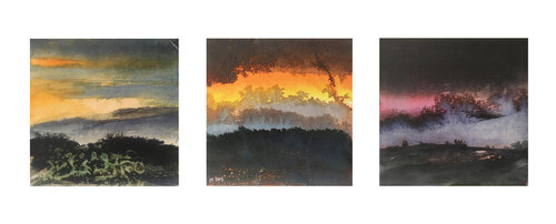 Triptyque - Arbres au crépuscule by Magalie Ors, Painting for Sale on Select