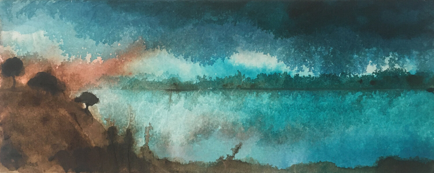 Orage sur le lac Magalie Ors Original painting for sale