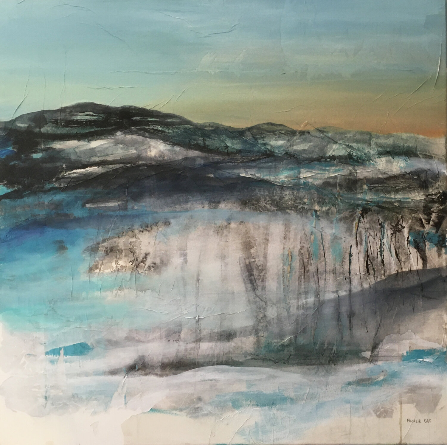 Arbres dans la brume Magalie Ors Original painting for sale