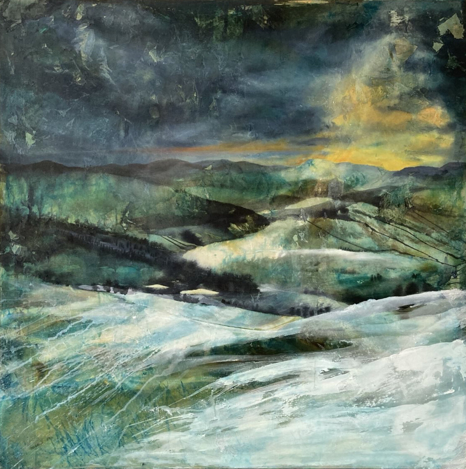 Soir d'hiver dans les Vosges Magalie Ors Original painting for sale