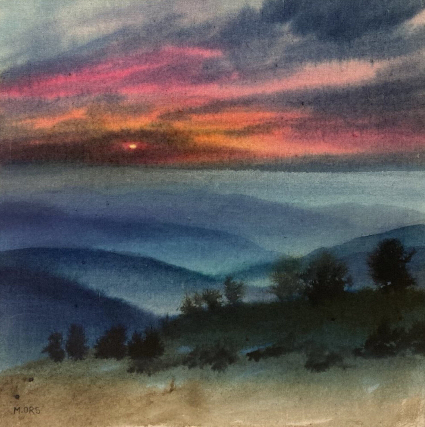 Soir d'automne dans les Vosges Magalie Ors Original painting for sale