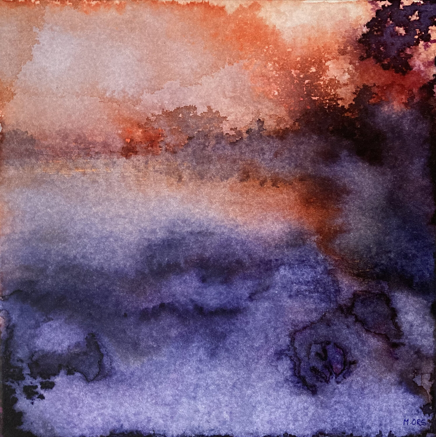 Crépuscule d'automne sur le lac Magalie Ors Original painting for sale