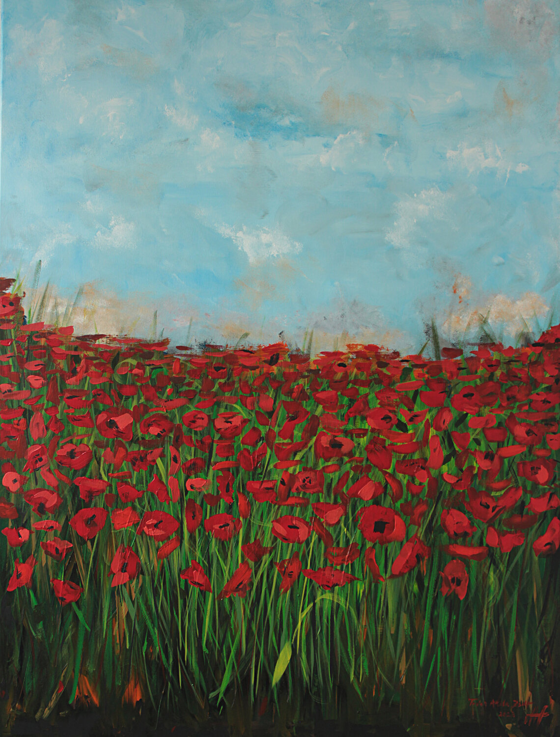 Red poppies Todor Attila Zsolt Original painting for sale