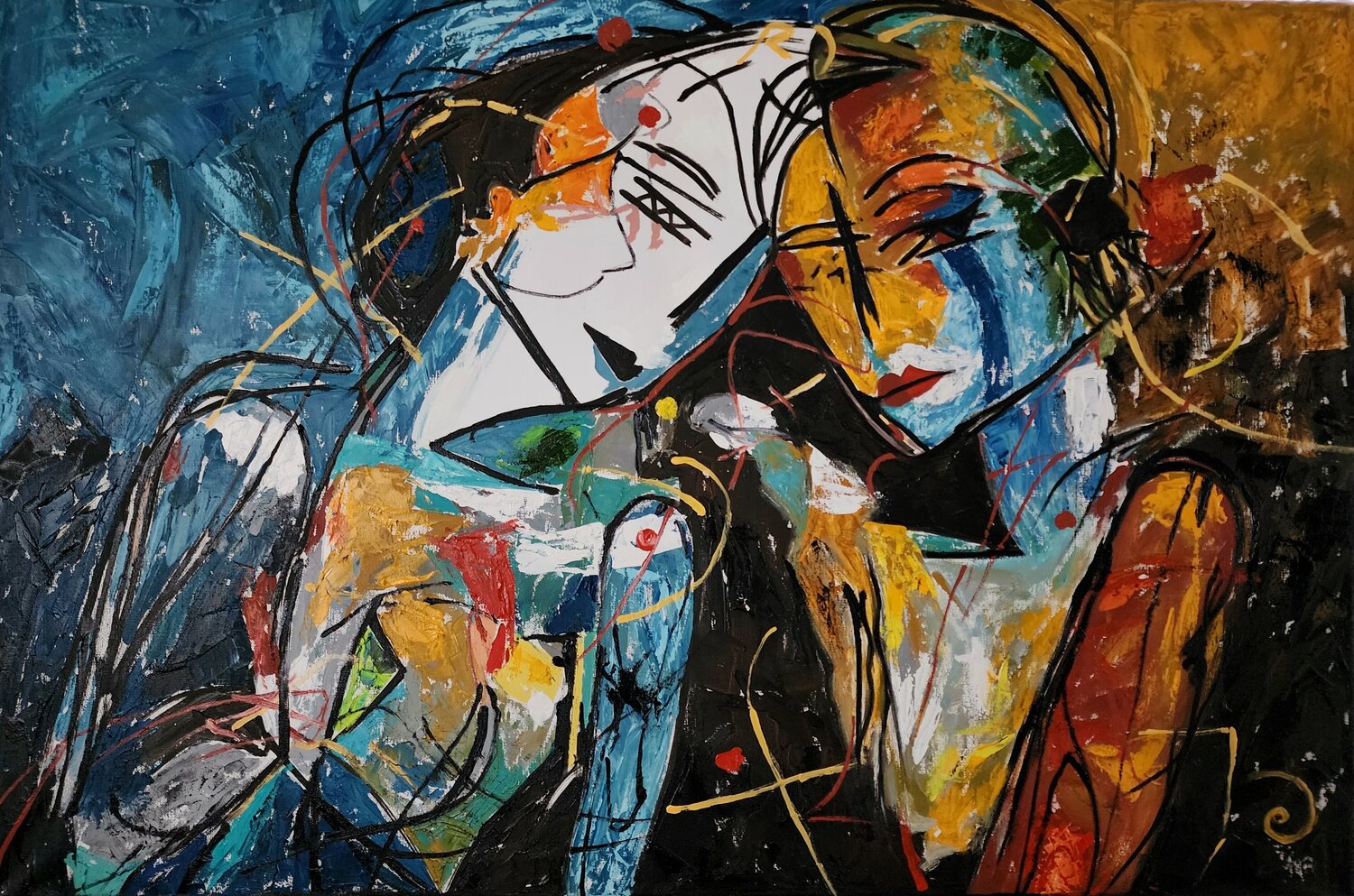 Kélam (Telling Tales) Manu Fine Art Original painting for sale