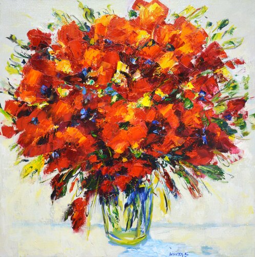 Red Bouquet/ Artist Irina Sidorovich by Arts Bound, Painting for Sale on Select