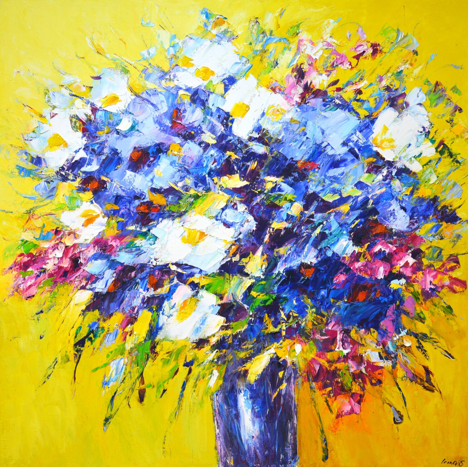 Yellow-blue/ Artist Irina Sidorovich Arts Bound Original painting for sale