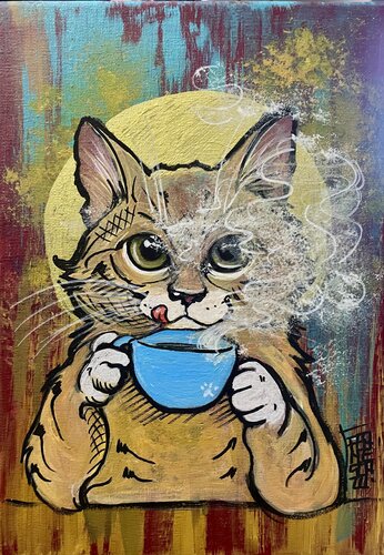 Keep calm and drink Cat-fè! by Francesca Romana Luzi, Painting for Sale on Select