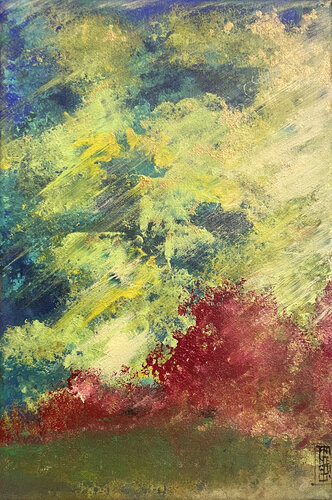 Dove il verde arde by Francesca Romana Luzi, Painting for Sale on Select