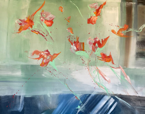 Flying Flowers by Maria-Josephin Hagewald, Painting for Sale on Select