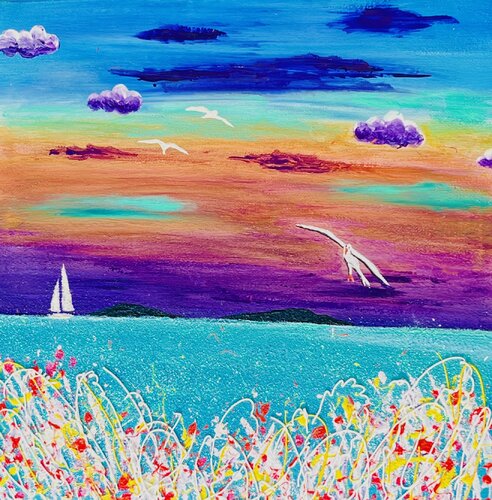 „Sailing into the Sunset“ by Laura Isabel Koch, Painting for Sale on Select