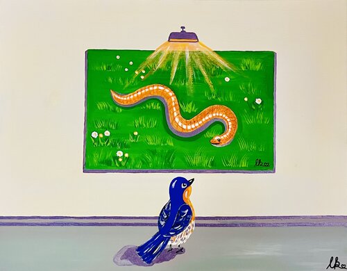 „The early Bird catches the Worm“ by Laura Isabel Koch, Painting for Sale on Select