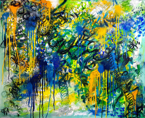 Dream Wild Shelter - Tableau Abstrait Coloré Sur Toile by Priscilla Vettese, Painting for Sale on Select