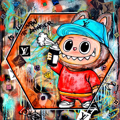 Œuvre Pop Art Labubu sur toile – Street Art Louis Vuitton – PVettese by Priscilla Vettese, Painting for Sale on Select