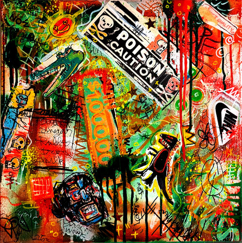 Lose Or Win Basquiat Art Brut Graffiti Street Art Sur Toile Unique by Priscilla Vettese, Painting for Sale on Select