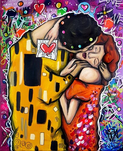 Pop Klimt Tableau Le Baiser Pop Art Unique by Priscilla Vettese, Painting for Sale on Select