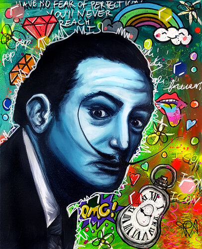 Salvador Dali Pop Art Coloré Original Toile by Priscilla Vettese, Painting for Sale on Select