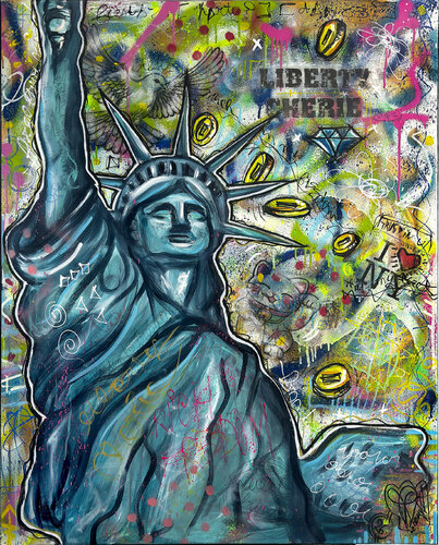 Liberty Chérie Statue of Liberty Pop Street Art Unique by Priscilla Vettese, Painting for Sale on Select