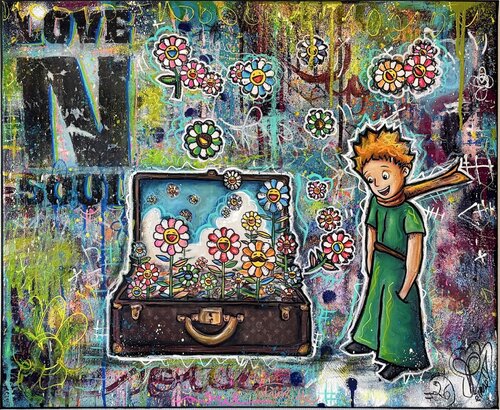 Tableau Le Petit Prince Vuitton Luxe Fleurs Pop Art Urban Unique PVettese by Priscilla Vettese, Painting for Sale on Select