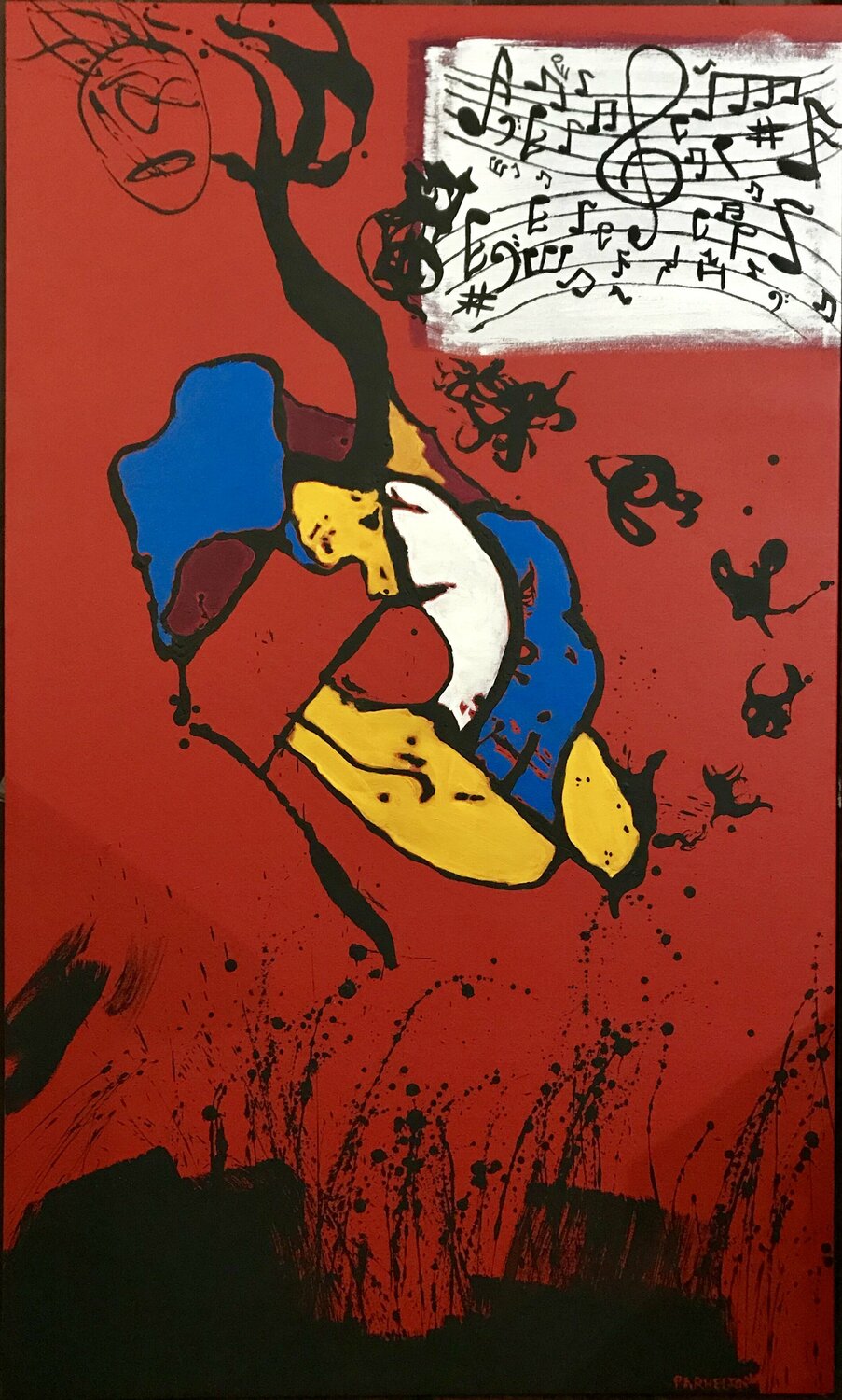 “The Jazz Musician (Black Man With a Horn)” Fred Phillips a.k.a Parhelion Original painting for sale