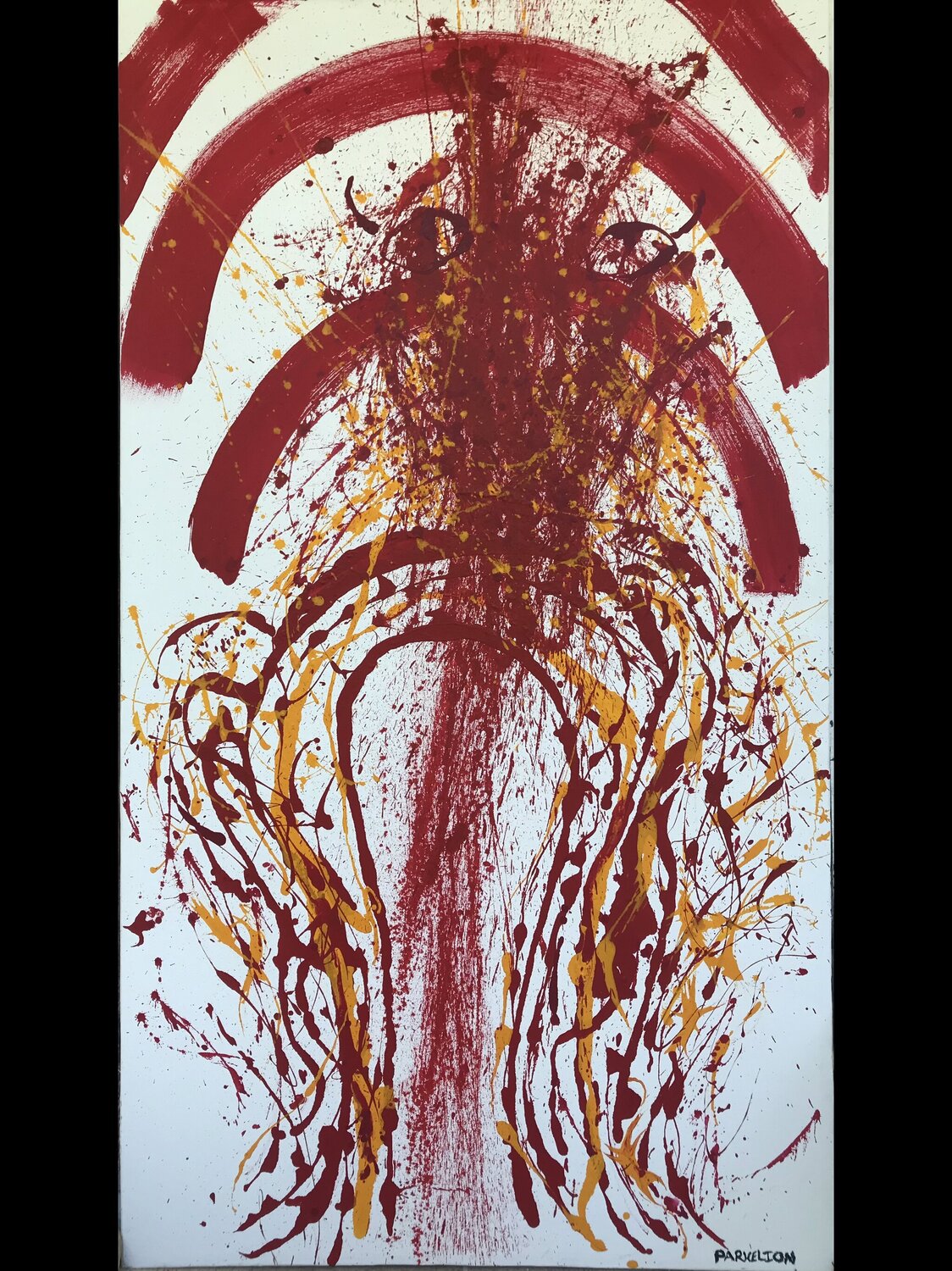 “Born: The Conjuration Of the Fire Elemental By the Magus In the Great White Space” Fred Phillips a.k.a Parhelion Original painting for sale