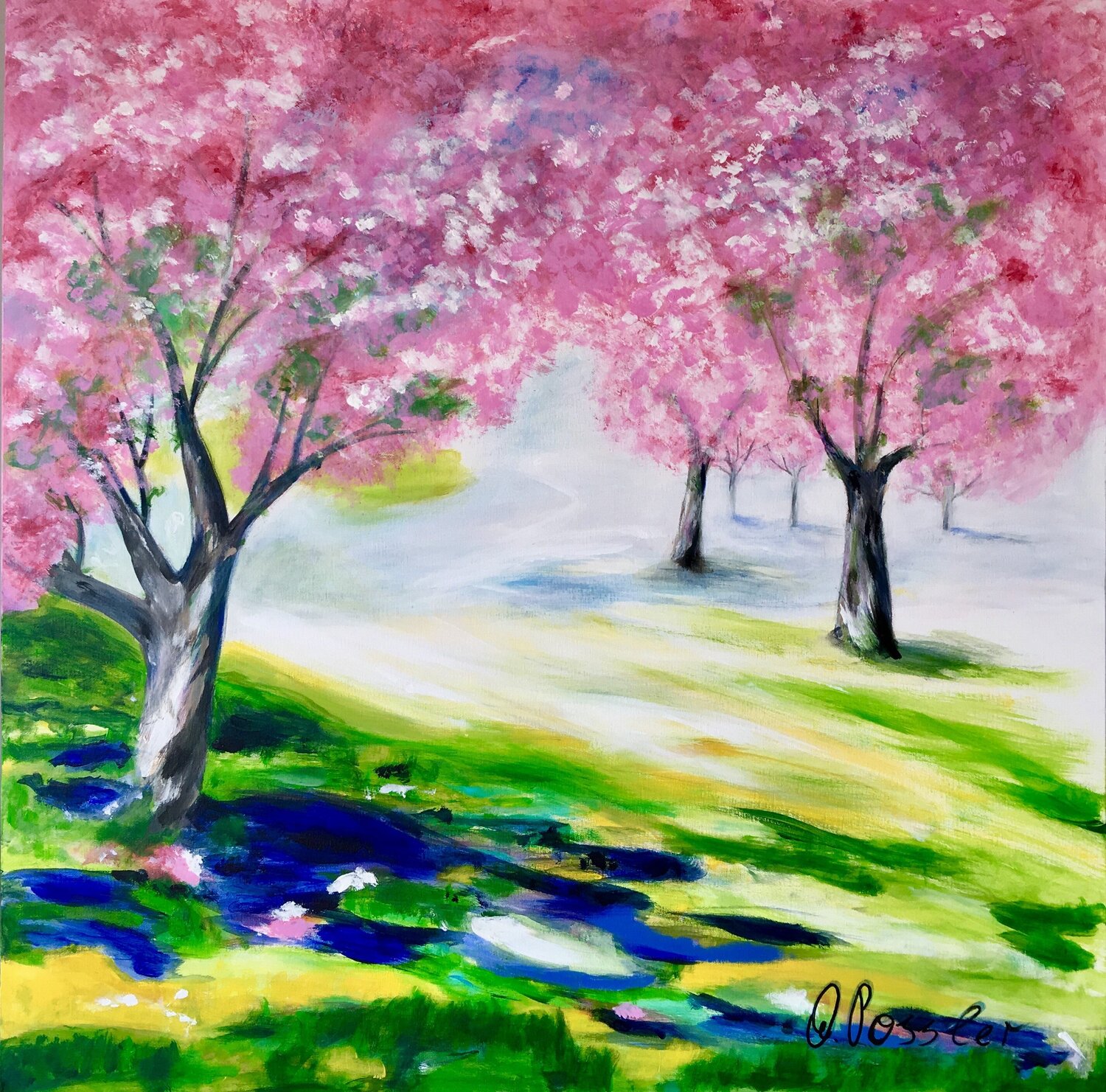 Kirchblütenzeit Marion Possler Original painting for sale