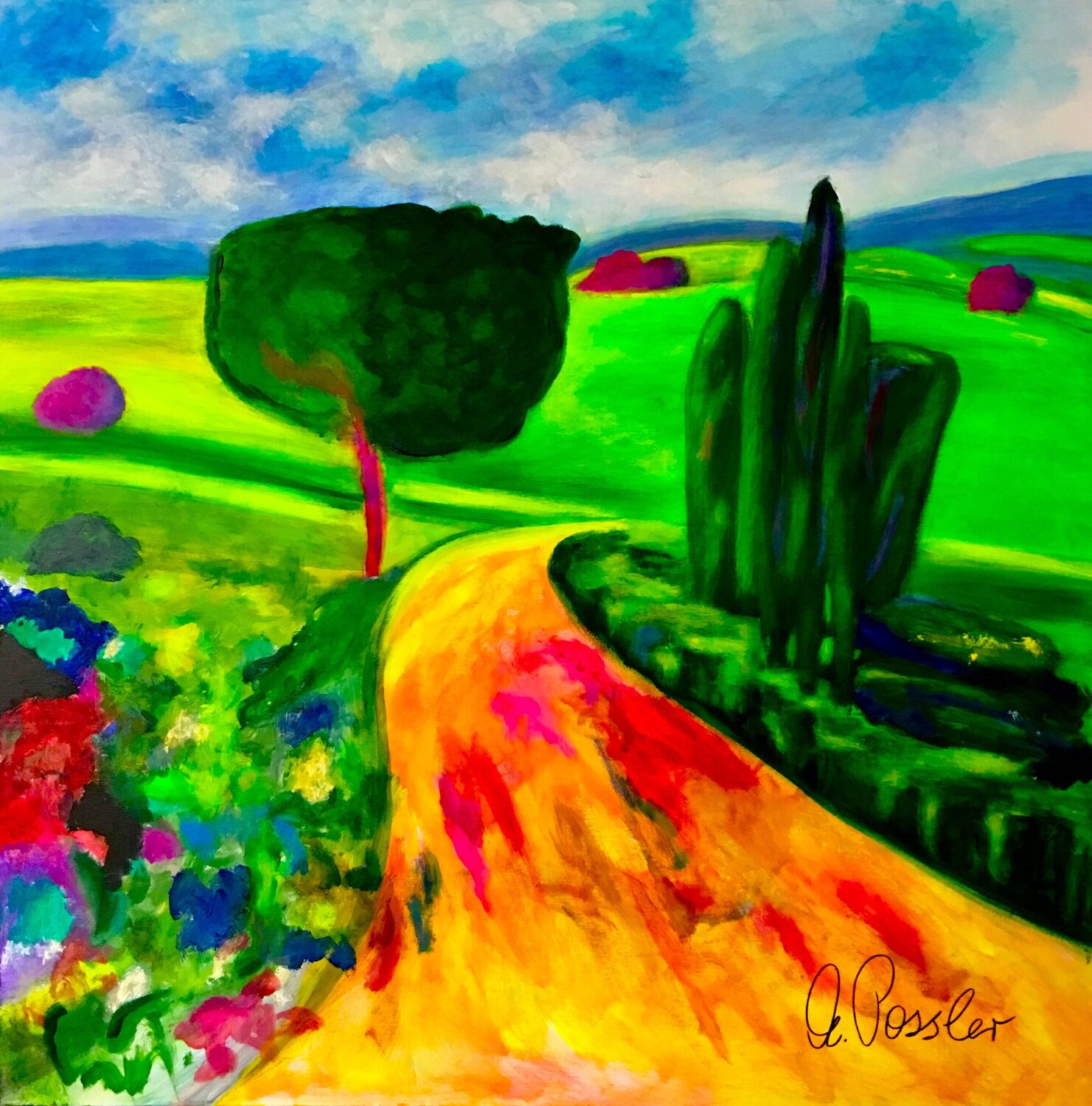 Frühling in der Toskana Marion Possler Original painting for sale
